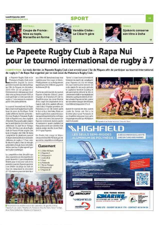 Le Papeete Rugby Club au tournoi international de Rapa Nui