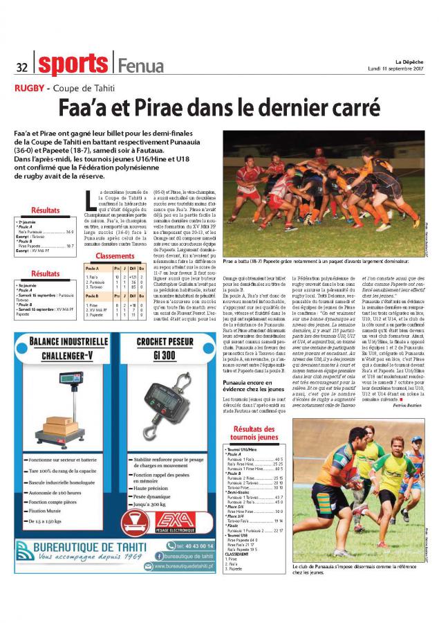 Faa'a et Pirae dans le dernier carré