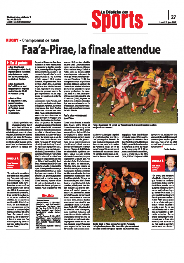 Faaa-Pirae, la finale attendue